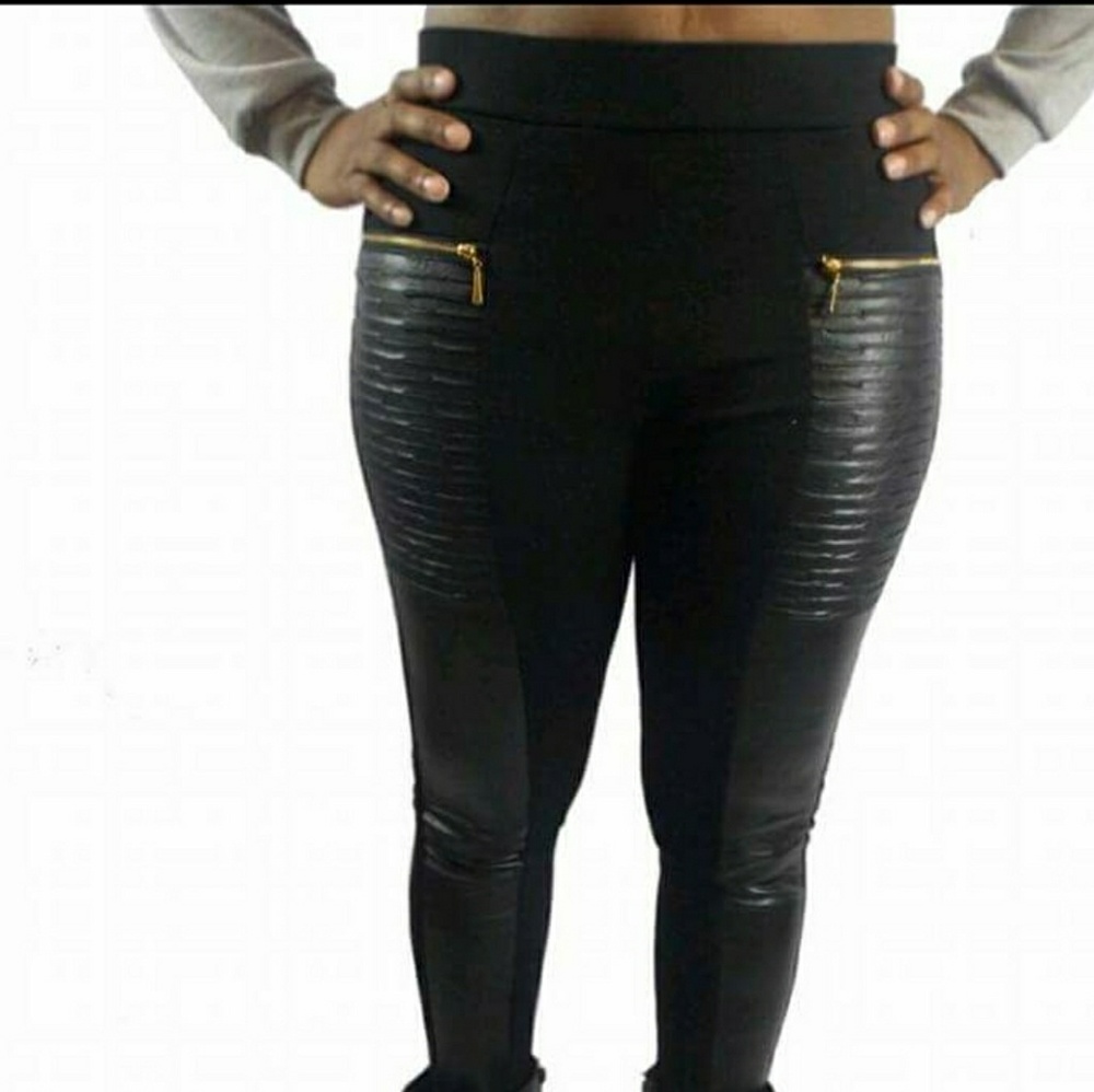 Cotton and PU Leggings